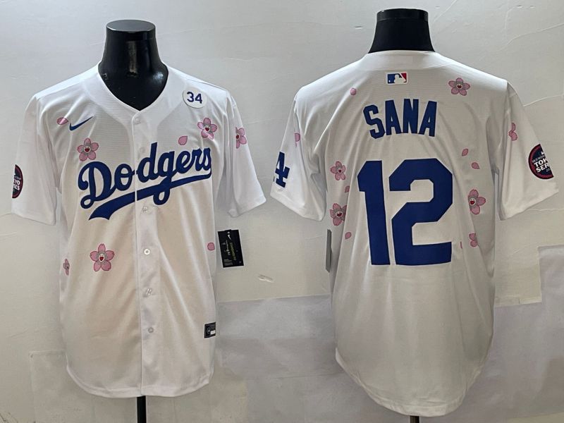 Men Los Angeles Dodgers #12 Sana White Sakura Edition 2025 Nike MLB Jersey style 7->los angeles dodgers->MLB Jersey